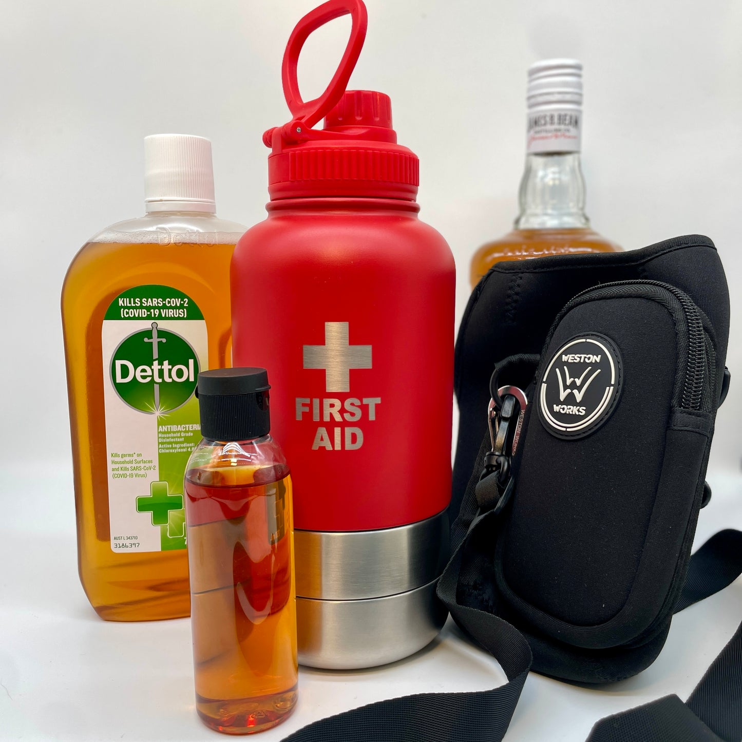 Emergency First Aid Bottle with Free Carry Bag and 125ml Bottle.