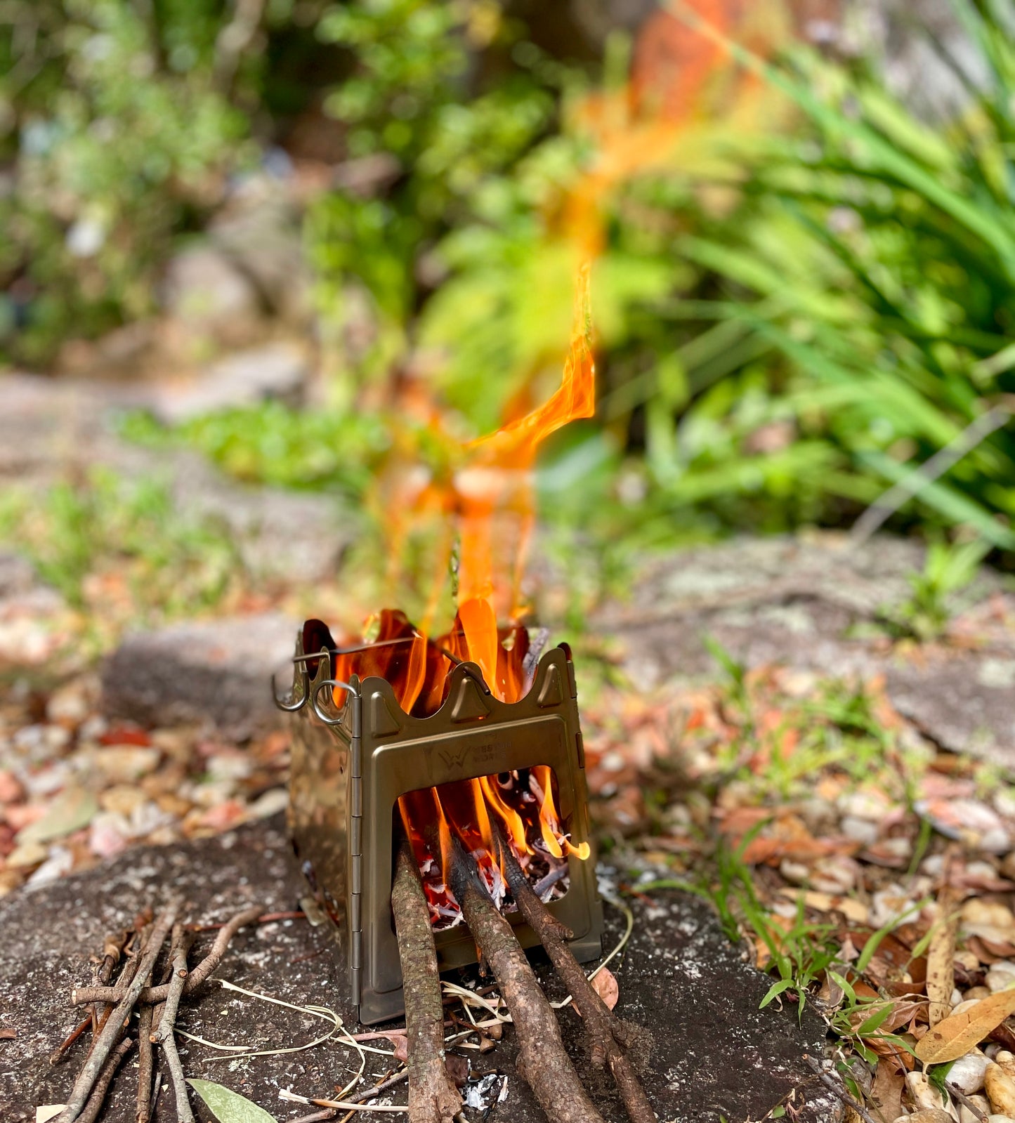 Cooka Camp Stove secondary image showing stove assembled at campsite