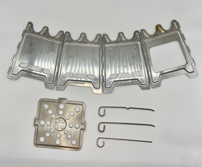 Cooka Camp Stove components and accessories laid flat