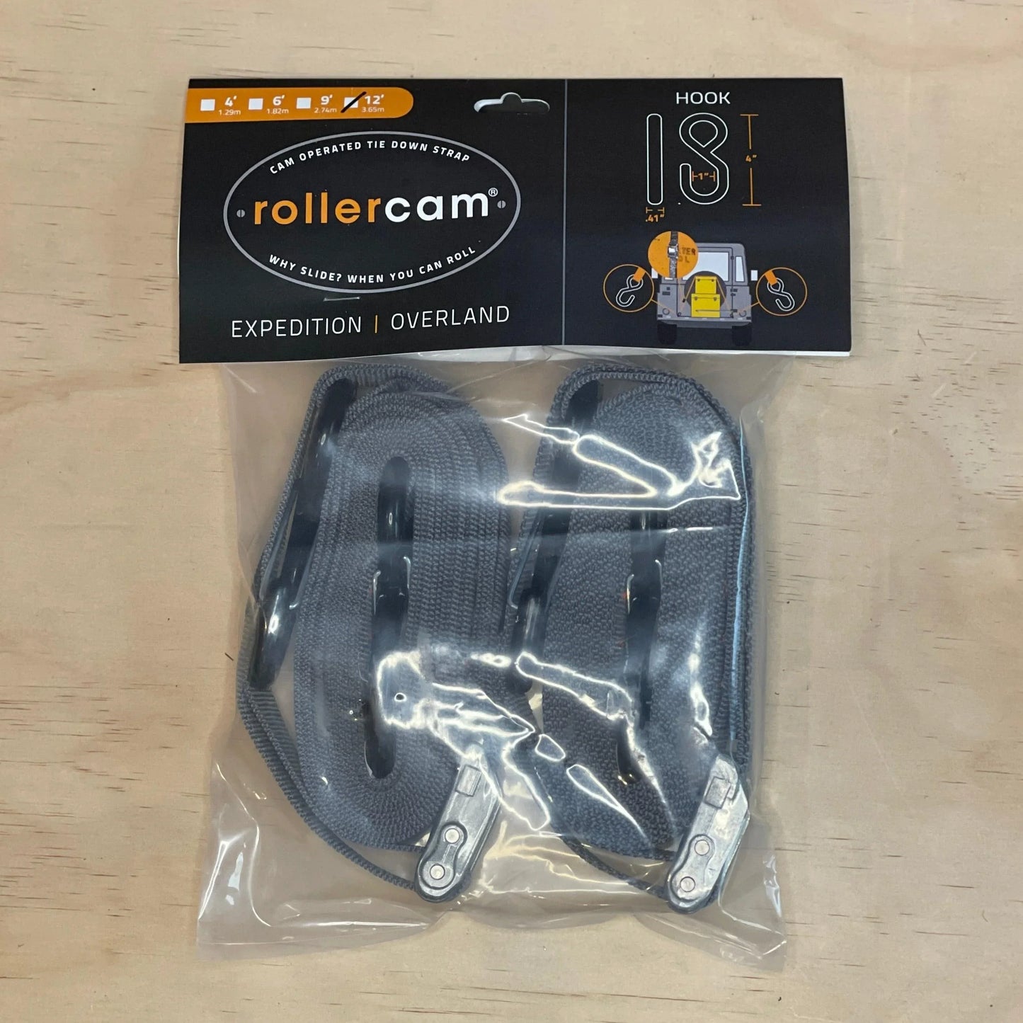 Rollercam Standard Duty Hook End 25mm tie-down strap product shot