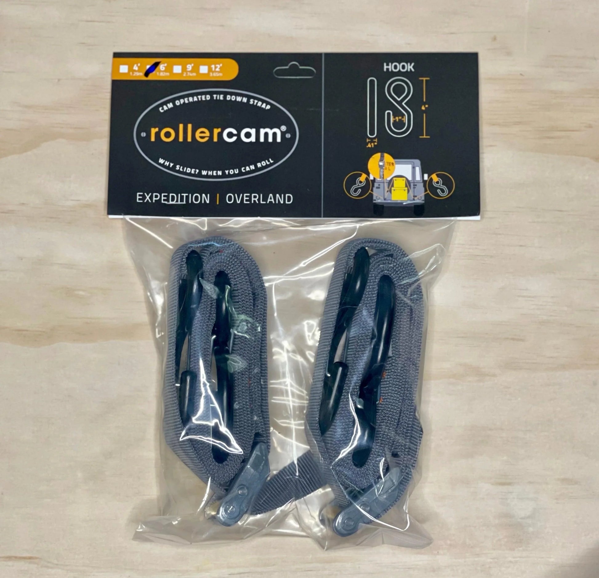 Rollercam Standard Duty Hook End 25mm tie-down strap product shot